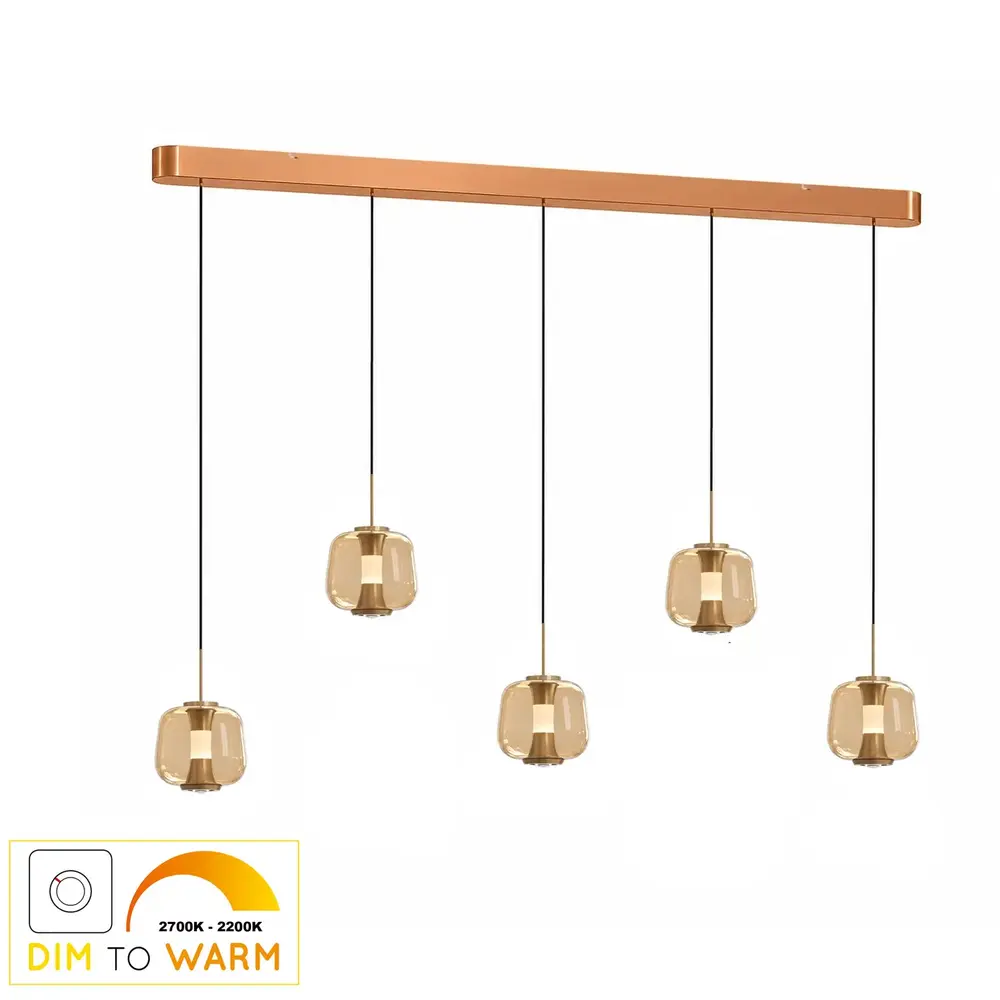 Freelight Hängelampe Rosa 5-flammig Ø 21 cm bernsteinfarben Freelight Hängelampe Rosa 5-flammig Ø 21 cm bernsteinfarben