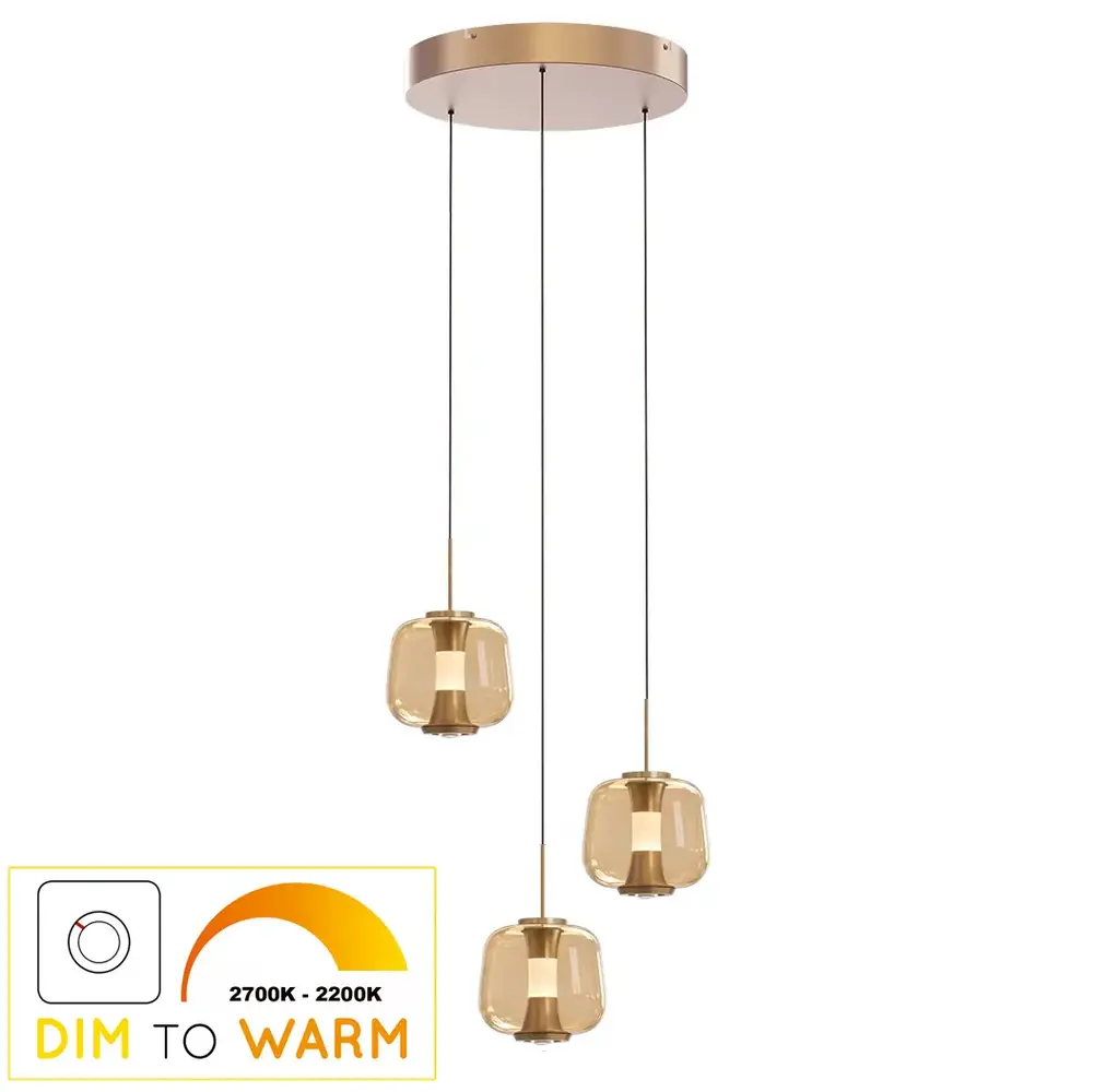 Freelight Hängelampe Rosa 3-flammig Ø 21 cm amber Freelight Hängelampe Rosa 3-flammig Ø 21 cm amber