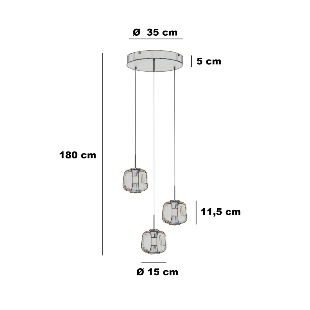 Freelight Hängelampe Rosa 3-flammig Ø 21 cm amber Freelight Hängelampe Rosa 3-flammig Ø 21 cm amber
