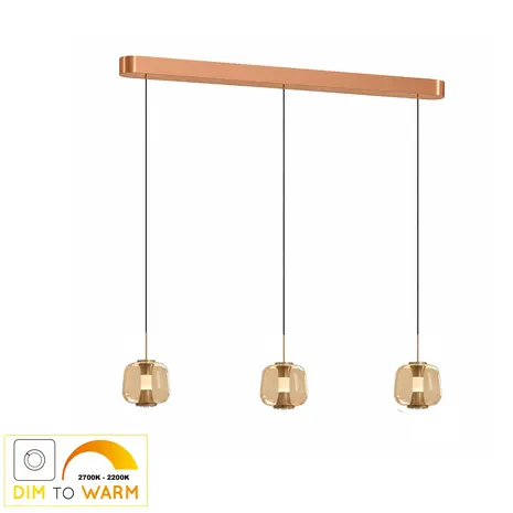 Freelight Hängelampe Rosa 3-flammig Ø 21 cm amber Freelight Hängelampe Rosa 3-flammig Ø 21 cm amber