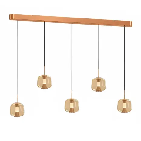 Freelight Hängelampe Rosa 5-flammig Ø 21 cm bernsteinfarben Freelight Hängelampe Rosa 5-flammig Ø 21 cm bernsteinfarben