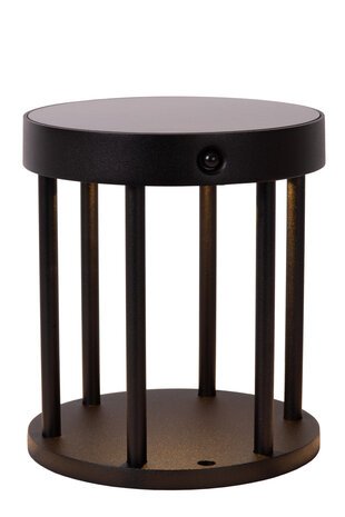 Lucide JACKSON - Sockelleuchte - Solar - Ø 16 cm - LED Dim to warm - 1x2W 2850K/3150K - IP54 - Tag/Nachtsensor - Schwarz