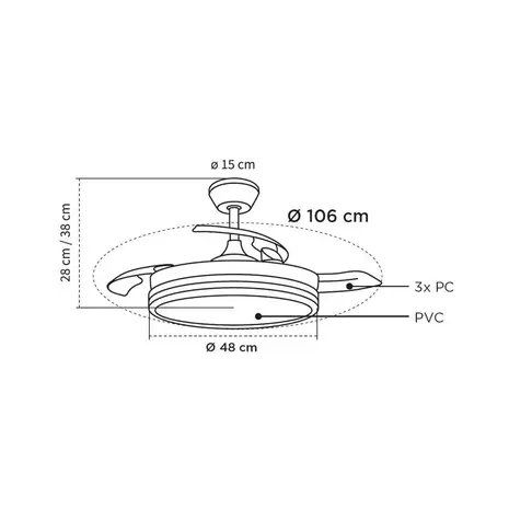 CristalRecord Deckenventilator Milky Eco Ø 106 cm weiß