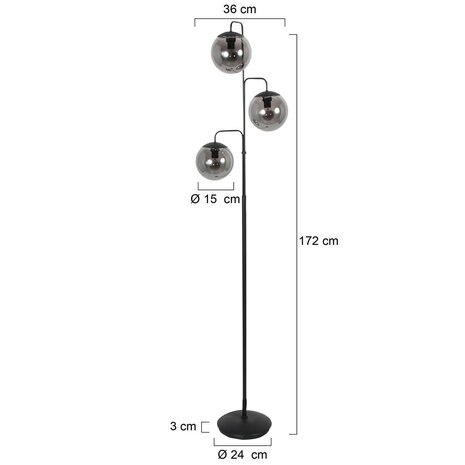 Steinhauer Stehleuchte Bollique 3-flammig H 172 cm schwarz