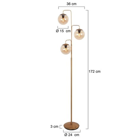 Steinhauer Stehleuchte Bollique 3-flammig H 172 cm bronze