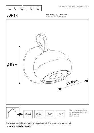 Lucide LUNEX - Wiederaufladbare Wandleuchte Innen/Außen - Batterie/Batterie - LED Dimb. - 1x2W 3000K - IP54 - Magnetisch - Schwarz Lucide LUNEX - Wiederaufladbare Wandleuchte Innen/Außen - Batterie/Batterie - LED Dimb. - 1x2W 3000K - IP54 - Magnetisch - Schwarz