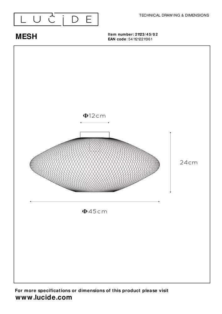 Lucide MESH - Deckenleuchte - Ø 45 cm - 1xE27 - Matt Gold / Messing Lucide MESH - Deckenleuchte - Ø 45 cm - 1xE27 - Matt Gold / Messing