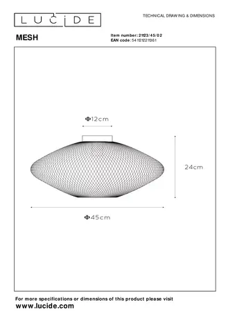 Lucide MESH - Deckenleuchte - Ø 45 cm - 1xE27 - Matt Gold / Messing Lucide MESH - Deckenleuchte - Ø 45 cm - 1xE27 - Matt Gold / Messing