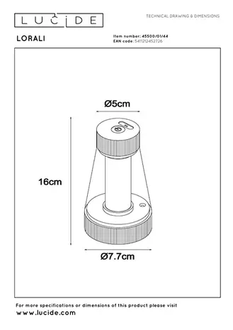Lucide LORALI - Wiederaufladbare Tischleuchte Innen/Außen - Batterie/Batterie - Ø 7,7 cm - LED Dimb. - 1x1,2W 2600K/3000K - IP44 - Ockergelb Lucide LORALI - Wiederaufladbare Tischleuchte Innen/Außen - Batterie/Batterie - Ø 7,7 cm - LED Dimb. - 1x1,2W 2600K/3000K - IP44 - Ockergelb