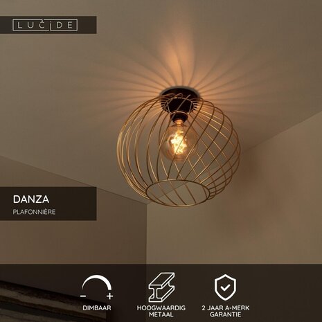 Lucide DANZA - Deckenleuchte - Ø 40 cm - 1xE27 - Matt Gold / Messing