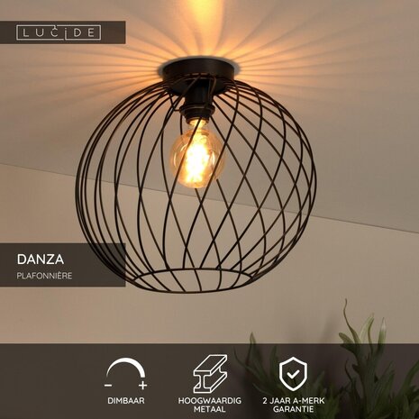 Lucide DANZA - Deckenleuchte - Ø 40 cm - 1xE27 - Schwarz Lucide DANZA - Deckenleuchte - Ø 40 cm - 1xE27 - Schwarz