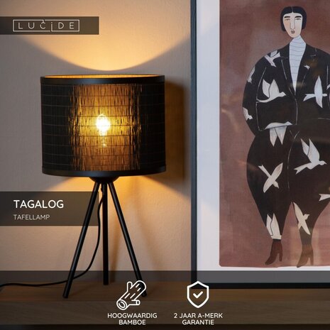 Lucide TAGALOG - Tischleuchte - Ø 26 cm - 1xE27 - Schwarz Lucide TAGALOG - Tischleuchte - Ø 26 cm - 1xE27 - Schwarz