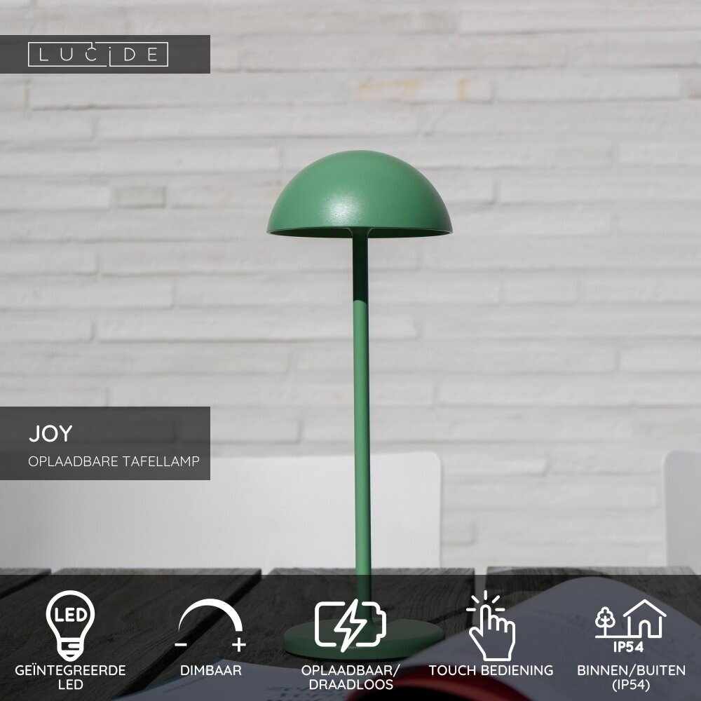 Lucide JOY - Wiederaufladbare Tischleuchte Innen/Außen - Batterie/Batterie - Ø 12 cm - LED Dimb. - 1x1,5W 3000K - IP54 - Grün Lucide JOY - Wiederaufladbare Tischleuchte Innen/Außen - Batterie/Batterie - Ø 12 cm - LED Dimb. - 1x1,5W 3000K - IP54 - Grün