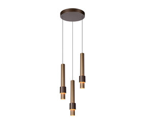 Lucide MARGARY - Hängeleuchte - Ø 28 cm - LED Dimb. - 3x4W 2700K - Kaffee