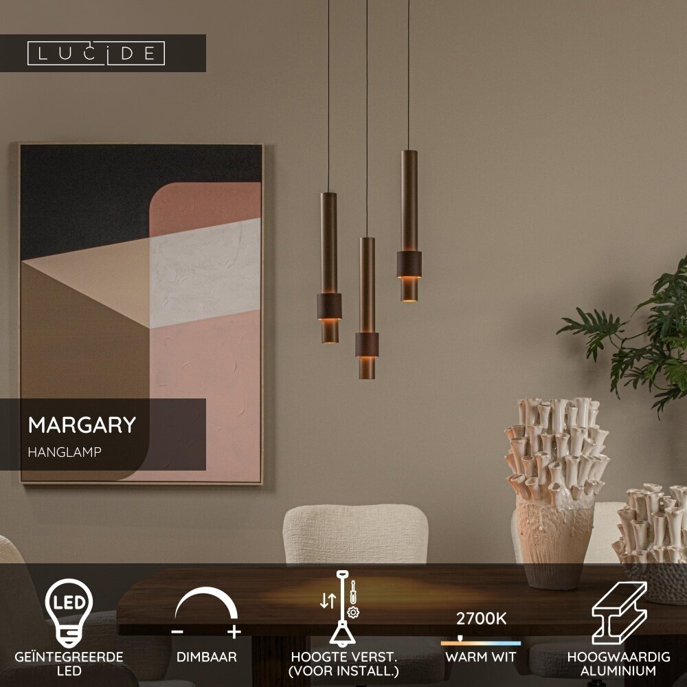 Lucide MARGARY - Hängeleuchte - Ø 28 cm - LED Dimb. - 3x4W 2700K - Kaffee Lucide MARGARY - Hängeleuchte - Ø 28 cm - LED Dimb. - 3x4W 2700K - Kaffee