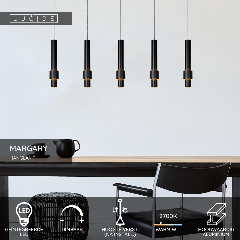 Lucide MARGARY - Hängeleuchte - LED Dimb. - 5x4,2W 2700K - Schwarz Lucide MARGARY - Hängeleuchte - LED Dimb. - 5x4,2W 2700K - Schwarz