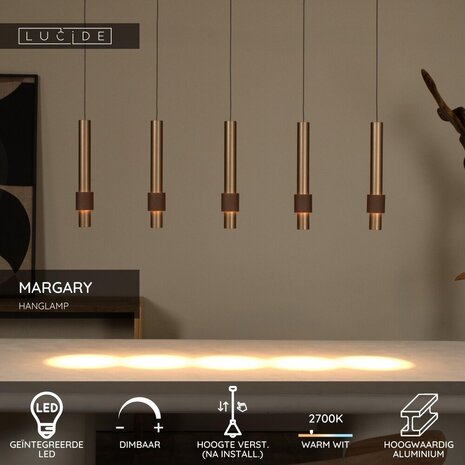 Lucide MARGARY - Hängeleuchte - LED Dimb. - 5x4,2W 2700K - Kaffee Lucide MARGARY - Hängeleuchte - LED Dimb. - 5x4,2W 2700K - Kaffee