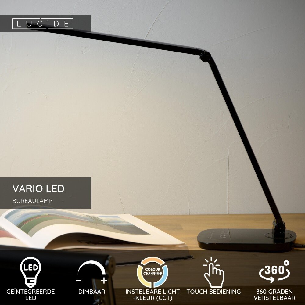 Lucide VARIO LED - Schreibtischlampe - LED Dim to warm - 1x8W 2700K/6500K - Schwarz Lucide VARIO LED - Schreibtischlampe - LED Dim to warm - 1x8W 2700K/6500K - Schwarz