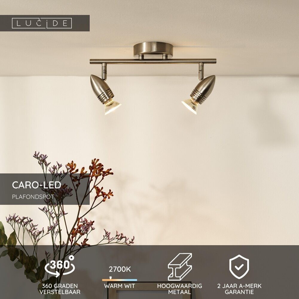 Lucide CARO-LED - Deckenstrahler - LED - GU10 - 2x5W 2700K - Mattchrom Lucide CARO-LED - Deckenstrahler - LED - GU10 - 2x5W 2700K - Mattchrom