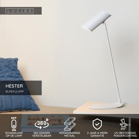 Lucide HESTER - Schreibtischlampe - 1xGU10 - Weiß Lucide HESTER - Schreibtischlampe - 1xGU10 - Weiß