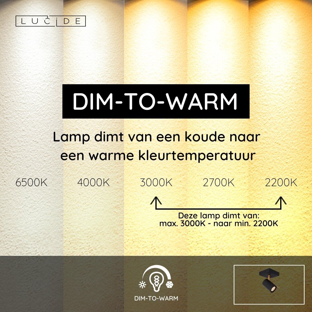 Lucide GRONY - Deckenstrahler - LED Dim to warm - GU10 - 1x5W 2200K/3000K - Schwarz Lucide GRONY - Deckenstrahler - LED Dim to warm - GU10 - 1x5W 2200K/3000K - Schwarz