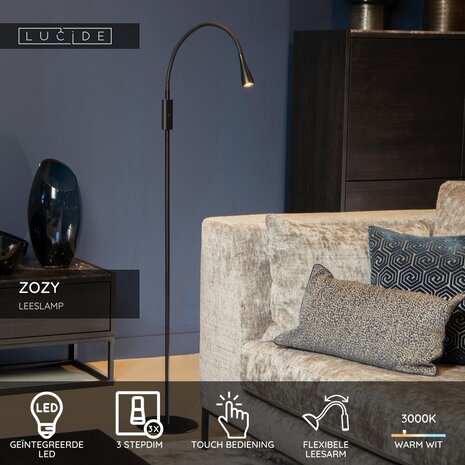 Lucide ZOZY - Leseleuchte - LED 3 StepDim - 1x4W 3000K - Schwarz Lucide ZOZY - Leseleuchte - LED 3 StepDim - 1x4W 3000K - Schwarz