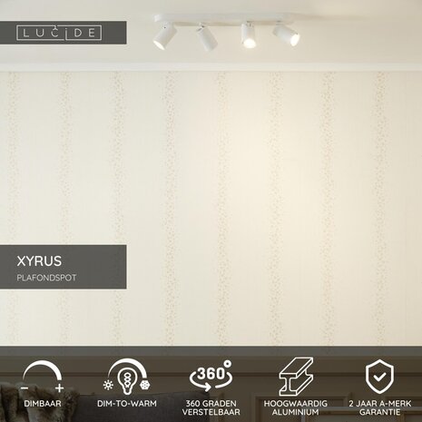 Lucide XYRUS - Deckenstrahler - LED Dim to warm - GU10 - 4x5W 2200K/3000K - Weiß