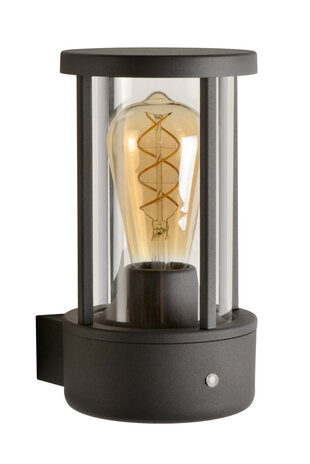 Lucide LORI - Wandleuchte Innen/Außen - Ø 12 cm - 1xE27 - IP44 - Tag/Nachtsensor - Anthrazit