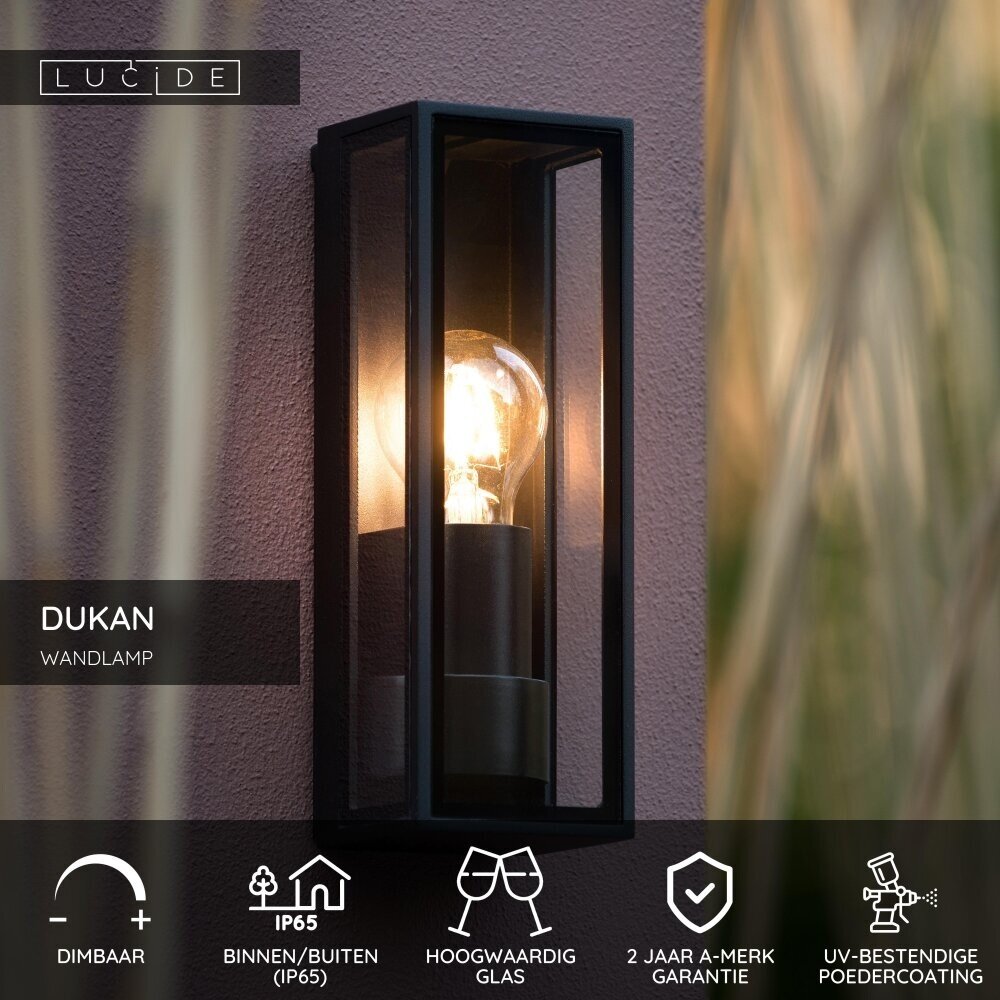 Lucide DUKAN - Wandleuchte Innen/Außen - 1xE27 - IP65 - Schwarz Lucide DUKAN - Wandleuchte Innen/Außen - 1xE27 - IP65 - Schwarz