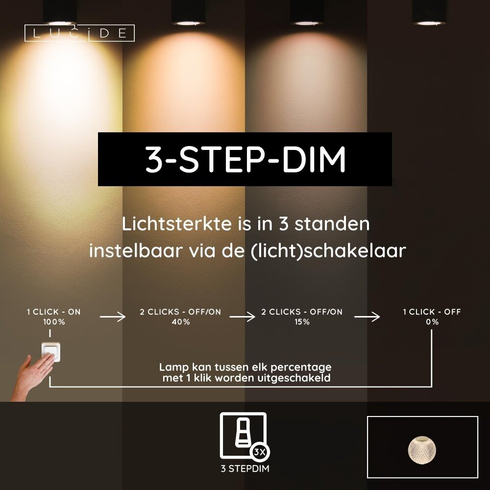 Lucide CINTRA - Wiederaufladbare Tischleuchte - Batterie/Batterie - Ø 9 cm - LED 3 StepDim - 1x1.5W 2700K - Transparent