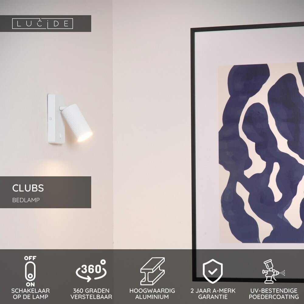 Lucide CLUBS - Bettleuchte / Wandleuchte - 1xGU10 - Weiß