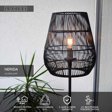 Lucide NERIDA - Stehleuchte Indoor/Outdoor - Ø 35 cm - 1xE27 - IP44 - Schwarz Lucide NERIDA - Stehleuchte Indoor/Outdoor - Ø 35 cm - 1xE27 - IP44 - Schwarz