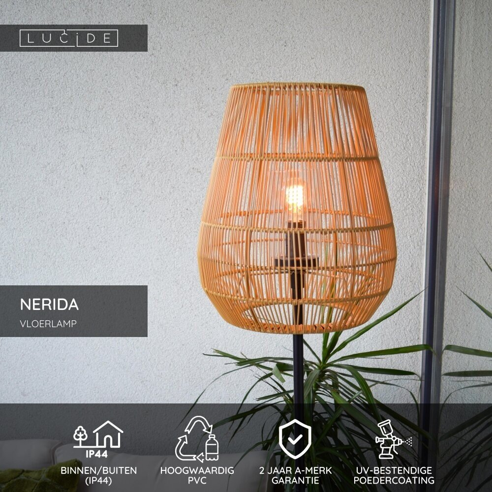 Lucide NERIDA - Stehleuchte Innen/Außen - Ø 35 cm - 1xE27 - IP44 - Natur Lucide NERIDA - Stehleuchte Innen/Außen - Ø 35 cm - 1xE27 - IP44 - Natur