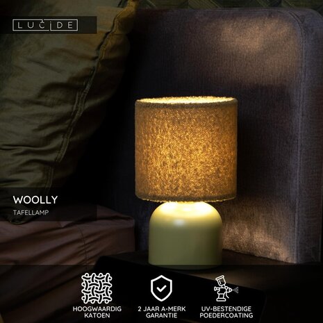 Lucide WOOLLY - Tischleuchte - Ø 16 cm - 1xE14 - Grün Lucide WOOLLY - Tischleuchte - Ø 16 cm - 1xE14 - Grün