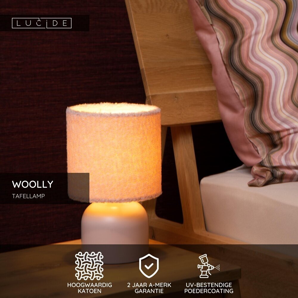 Lucide WOOLLY - Tischleuchte - Ø 16 cm - 1xE14 - Rosa