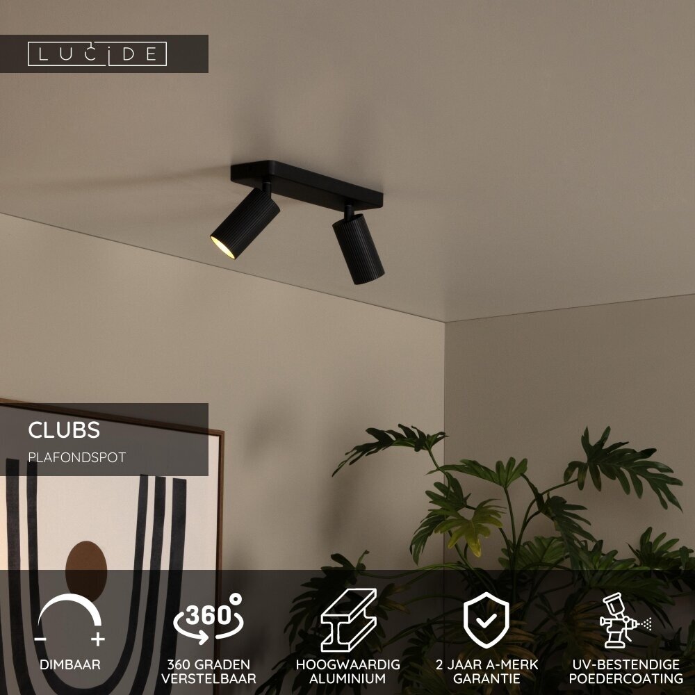 Lucide CLUBS - Deckenstrahler - 2xGU10 - Schwarz Lucide CLUBS - Deckenstrahler - 2xGU10 - Schwarz