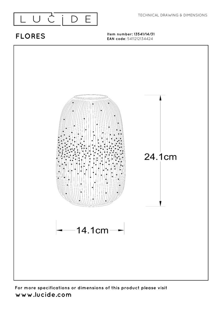 Lucide FLORES - Tischleuchte - Ø 14,1 cm - 1xE14 - Weiß Lucide FLORES - Tischleuchte - Ø 14,1 cm - 1xE14 - Weiß
