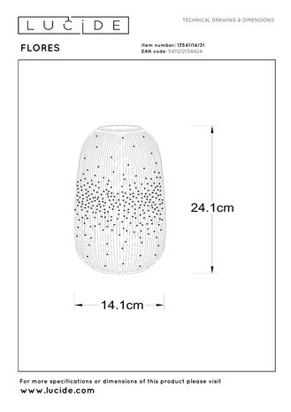 Lucide FLORES - Tischleuchte - Ø 14,1 cm - 1xE14 - Weiß Lucide FLORES - Tischleuchte - Ø 14,1 cm - 1xE14 - Weiß