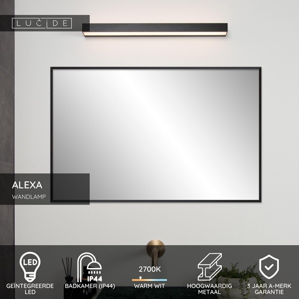Lucide ALEXA - Wandleuchte Bad - LED - 1x8W 3000K - IP44 - Schwarz Lucide ALEXA - Wandleuchte Bad - LED - 1x8W 3000K - IP44 - Schwarz