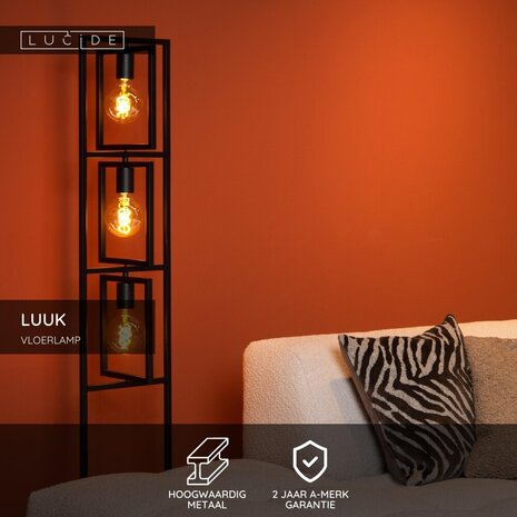 Lucide LUUK - Stehleuchte - 3xE27 - Schwarz Lucide LUUK - Stehleuchte - 3xE27 - Schwarz