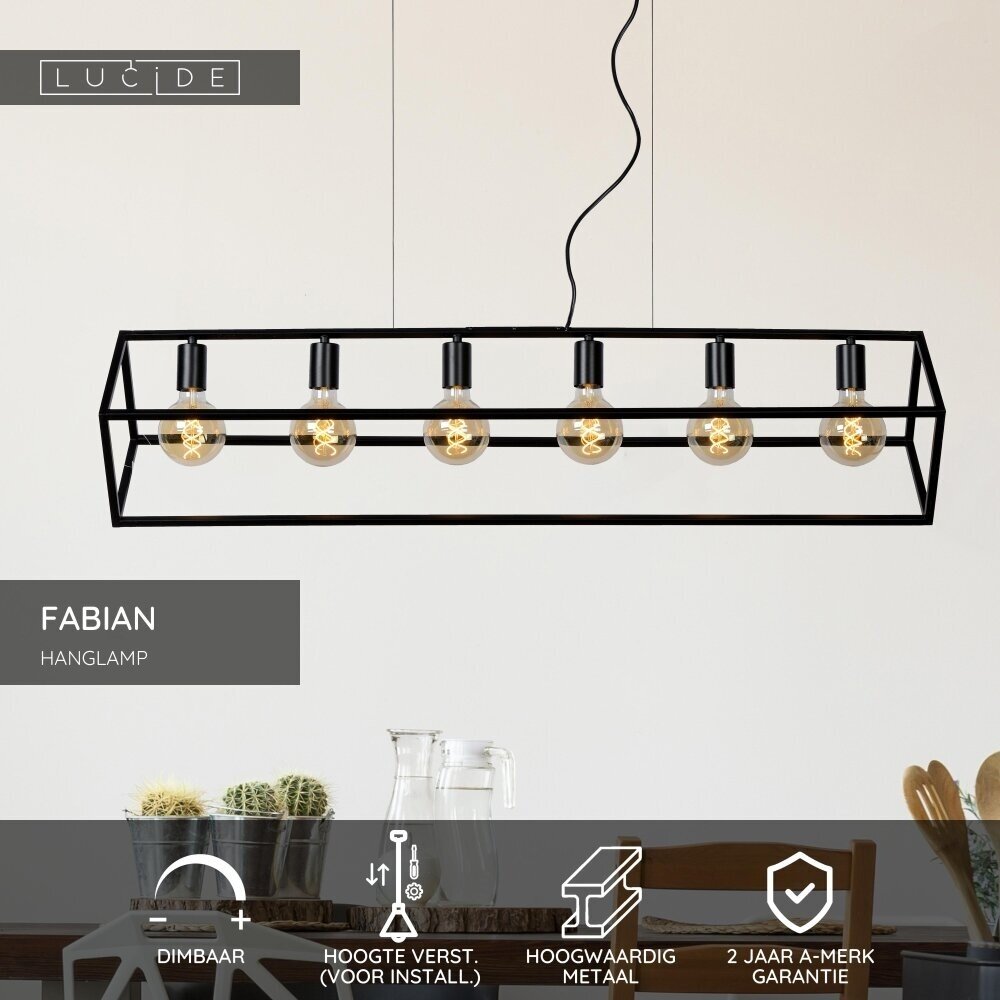 Lucide FABIAN - Hängeleuchte - 6xE27 - Schwarz Lucide FABIAN - Hängeleuchte - 6xE27 - Schwarz