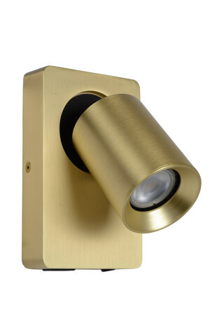 Lucide NIGEL - Nachttischlampe / Wandlampe - LED Dim to warm - GU10 - 1x5W 2200K/3000K - Mit USB-Ladestation - Mattes Gold / Messing Lucide NIGEL - Nachttischlampe / Wandlampe - LED Dim to warm - GU10 - 1x5W 2200K/3000K - Mit USB-Ladestation - Mattes Gold / Messing