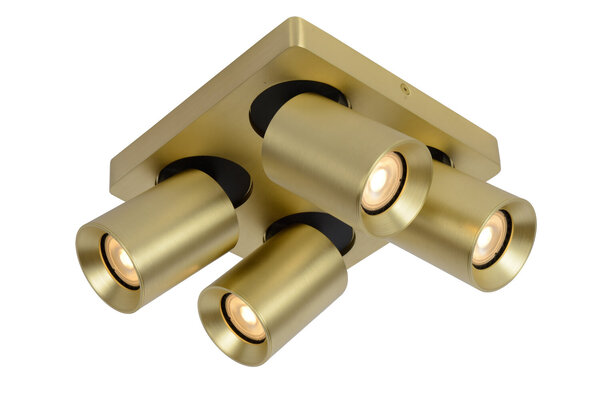 Lucide NIGEL - Deckenstrahler - LED Dim to warm - GU10 - 4x5W 2200K/3000K - Mattes Gold / Messing Lucide NIGEL - Deckenstrahler - LED Dim to warm - GU10 - 4x5W 2200K/3000K - Mattes Gold / Messing