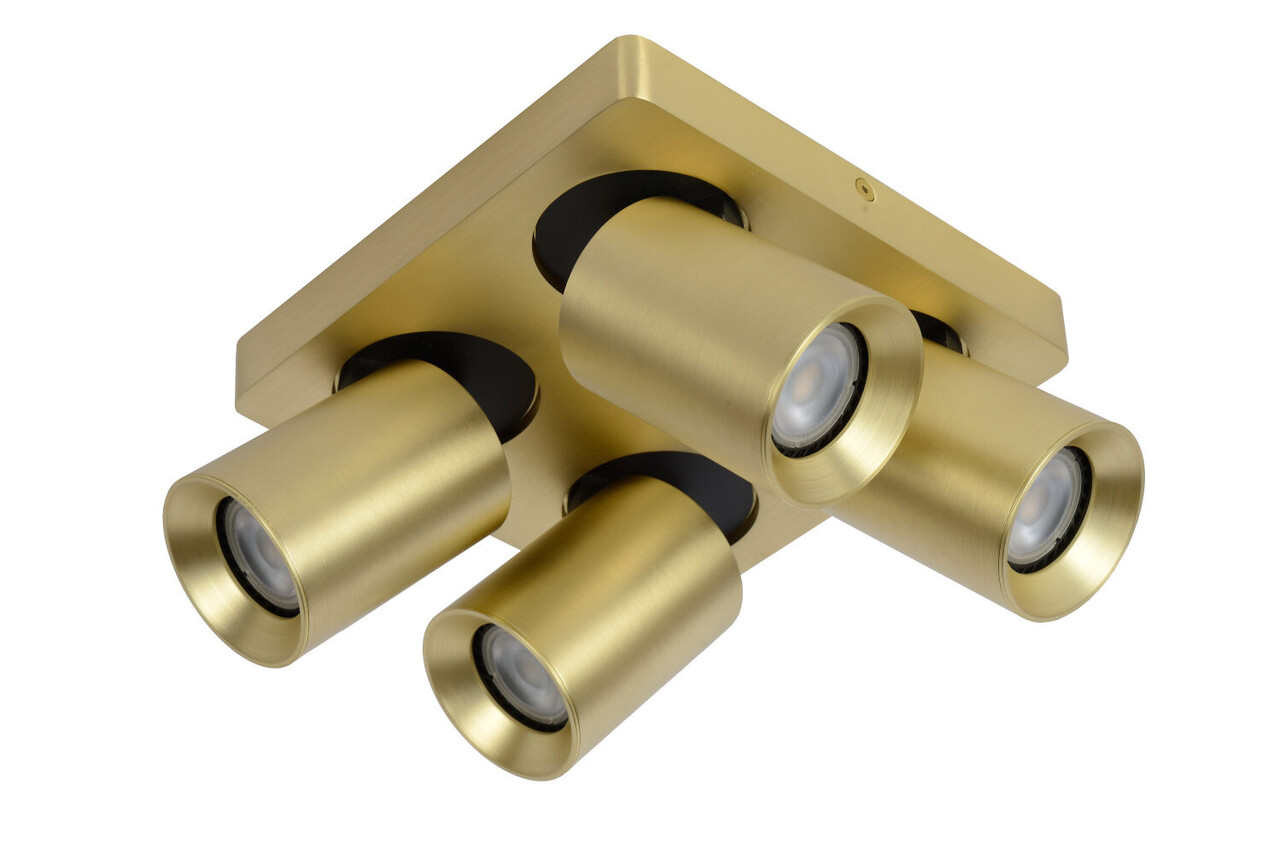 Lucide NIGEL - Deckenstrahler - LED Dim to warm - GU10 - 4x5W 2200K/3000K - Mattes Gold / Messing Lucide NIGEL - Deckenstrahler - LED Dim to warm - GU10 - 4x5W 2200K/3000K - Mattes Gold / Messing
