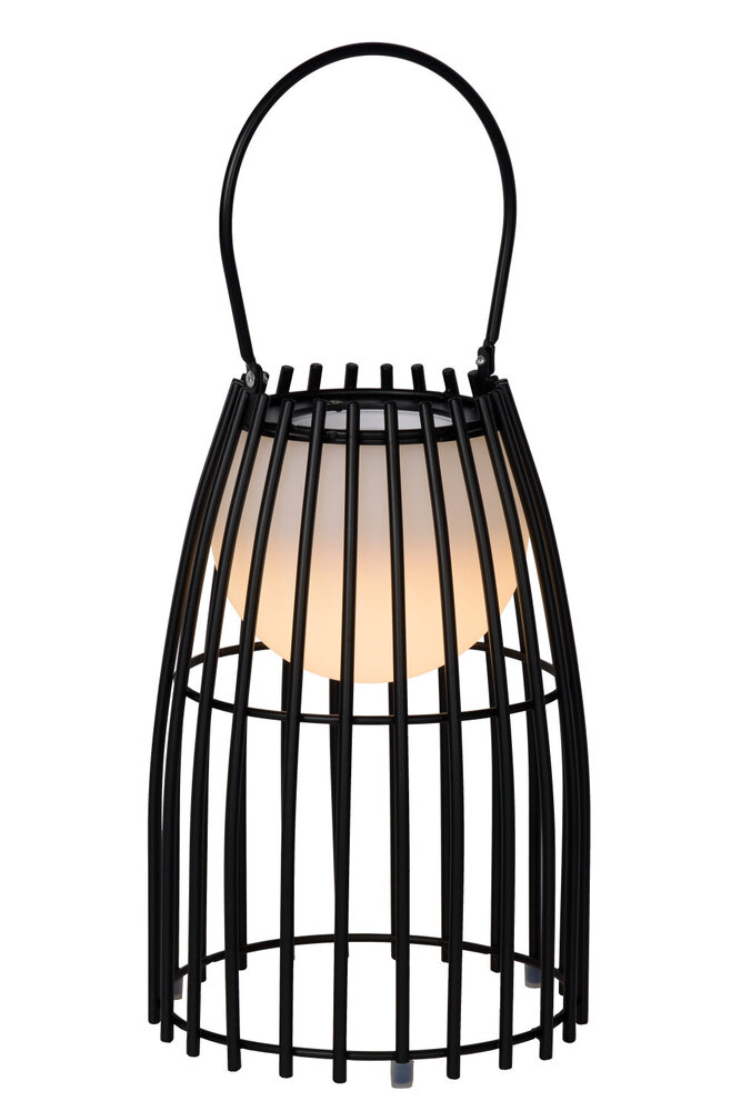 Lucide FJARA - Wiederaufladbare Tischleuchte für den Innen-/Außenbereich - Batterie/Batterie - Ø 17,5 cm - LED gedimmt bis warm - 1x0,3W 2800K/3200K - IP44 - Schwarz