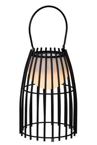 Lucide FJARA - Wiederaufladbare Tischleuchte für den Innen-/Außenbereich - Batterie/Batterie - Ø 17,5 cm - LED gedimmt bis warm - 1x0,3W 2800K/3200K - IP44 - Schwarz