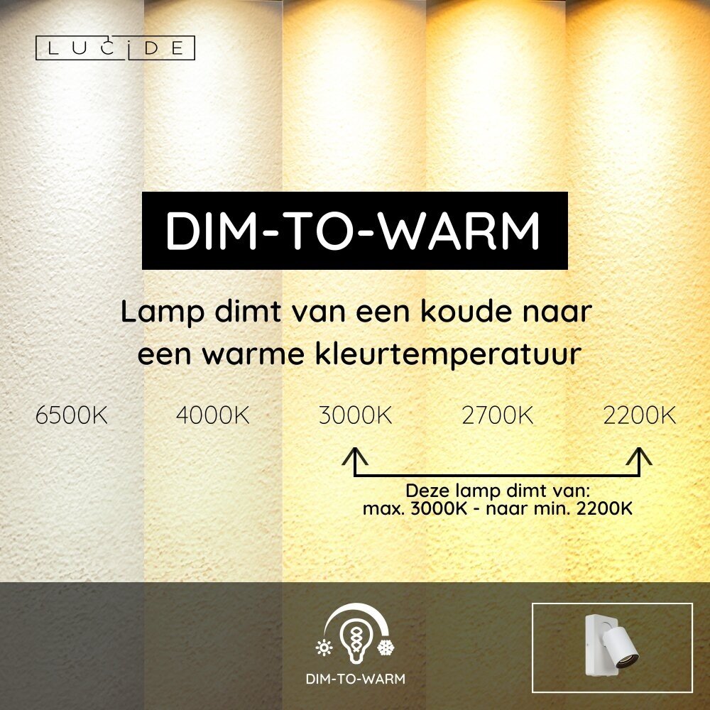 Lucide NIGEL - Nachttischlampe / Wandlampe - LED Dim to warm - GU10 - 1x5W 2200K/3000K - Mit USB-Ladestation - Weiß Lucide NIGEL - Nachttischlampe / Wandlampe - LED Dim to warm - GU10 - 1x5W 2200K/3000K - Mit USB-Ladestation - Weiß