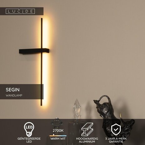 Lucide SEGIN - Wandleuchte - LED - 1x6W 2700K - Schwarz