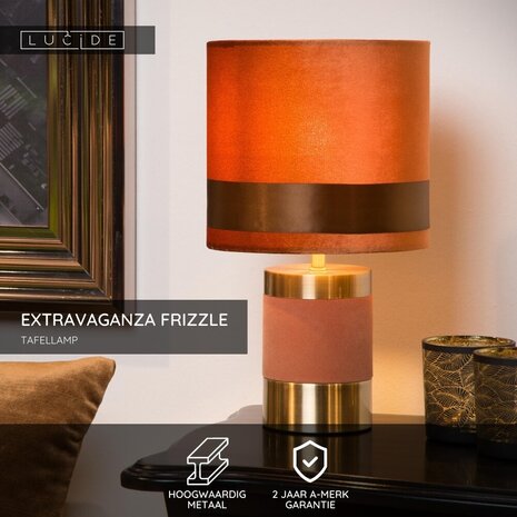 Lucide EXTRAVAGANZA FRIZZLE - Tischleuchte - Ø 18 cm - 1xE14 - Braun