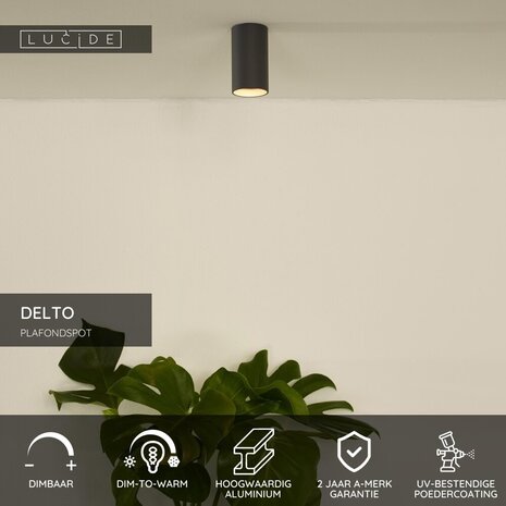 Lucide DELTO - Deckenstrahler - Ø 5,5 cm - LED Dim to warm - GU10 - 1x5W 2200K/3000K - Grau Lucide DELTO - Deckenstrahler - Ø 5,5 cm - LED Dim to warm - GU10 - 1x5W 2200K/3000K - Grau
